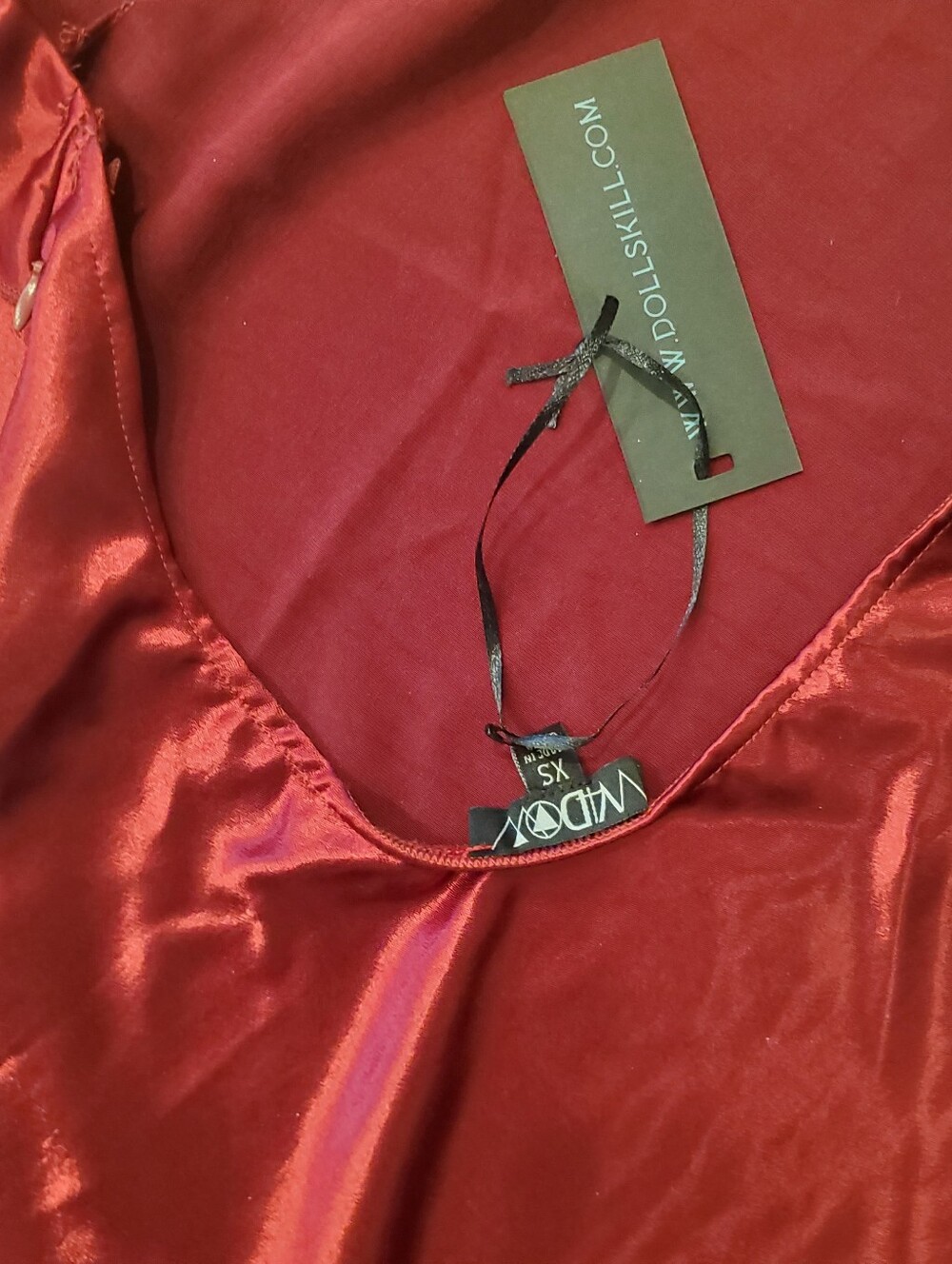 NWT Widow x Dolls Kill Envy Appeal Red Satin Maxi Dress Size XS - Picture 5 of 11